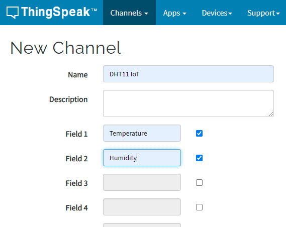 create ThingSpeak Channel