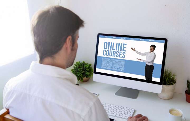 men watching online courses