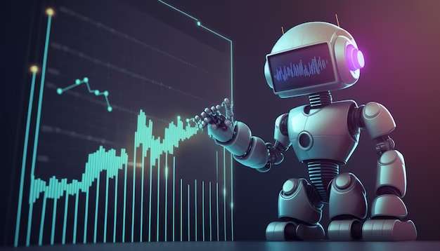 robot and financial charts
